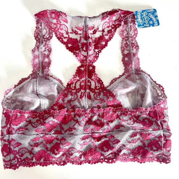 Intimately Free People Cloud & Ruby Combo Lace Racerback Bralette Size Medium - Picture 7 of 8
